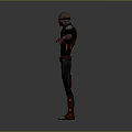 Game And Movie Character 3D Model Bald Head Dark Outfit Leather Straps Extended Arms Pose