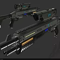 Futuristic Sci Fi Weapon Design With Dual Barrel Scope And Tactical Grip Features
