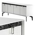 Modern Stylish Sideboard Cabinets With Glossy Surface And Black Metal Legs