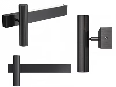Contemporary Black Wall Lamp Featuring Long Strip Design And Sleek Metal Structure 3d model