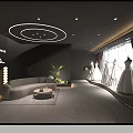 Modern Luxury Bridal Clothing Store Interior With Wedding Dress Display Comfortable Seating And Reception Counter