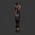3D Character Design With Red Black Hooded Armor Front And Back Views 3d model