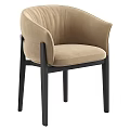 Elegant Modern Tan Leather Dining Chair With Armrest And Black Wooden Legs Design