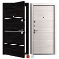 Modern Dark And Light Colored Hinged Doors With Horizontal Lines Metal Handles And Locks