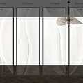 Modern Glass Room Divider Interior Design With Wavy Patterns And Metal Frame Decor