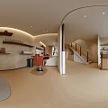 Elegant Modern Beauty Salon Interior With Red Barber Chair And Reception Desk And Curtains