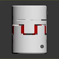 White Cylindrical Metal Coupling With Red Strips Holes And Central Bore