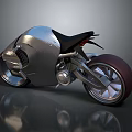 Sleek Modern Motorcycle Features Metallic Body Black Seat Reflective Surface And Unique Frame Design