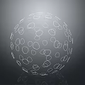 Reflective Abstract Sphere Design With White Oval And Circular Patterns On Gray Background 3d model