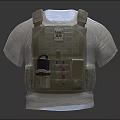 Khaki Tactical Vest With Multiple Utility Pockets And Attachments On White T Shirt