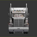 Classic Silver Gray Semi Truck Cab With Dual Wheels And Sleek Design