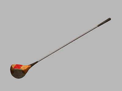 Wooden Golf Club With Red Accent Metal Shaft And Black Grip Sports Equipment 3d model