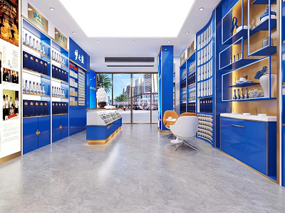 Tobacco and Liquor Store Modern Interior with Shelves Displaying Wines and Tobacco Products 3d model