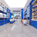 Tobacco and Liquor Store Modern Interior with Shelves Displaying Wines and Tobacco Products