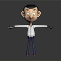 3D Cartoon Character With Black Hair Big Eyes In White Jacket Blue Pants And Red Shoes