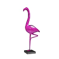 Pink Flamingo Decorative Figurine With Single Leg And Gold Base Ornament