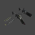 Futuristic Black Guns With Metallic Structure LED Lights Sleek Design And Ammunition
