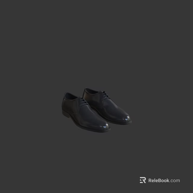 Black Leather Lace Up Formal Business Dress Shoes With Smooth Surface 3d model 