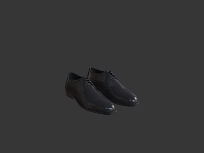Black Leather Lace Up Formal Business Dress Shoes With Smooth Surface 3d model