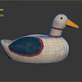 White Toy Duck With Blue Wings Red Trim And Yellow Beak For Kids Room Decoration