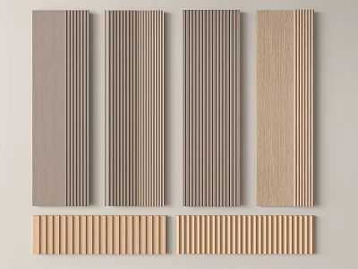 Various Stylish Wall Panels With Vertical Stripes And Wooden Textures For Interior Decoration 3d model