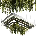 Modern Double Layer Chandelier With Hanging Plants Metal Frame And LED Lights