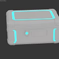 Silver Metallic Equipment Case With Blue Glowing Edges And Secure Lock