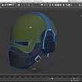 Military Tactical Weapon Helmet With Green Shell Headphones And Face Mask