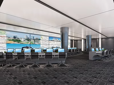 modern monitoring room 3d model