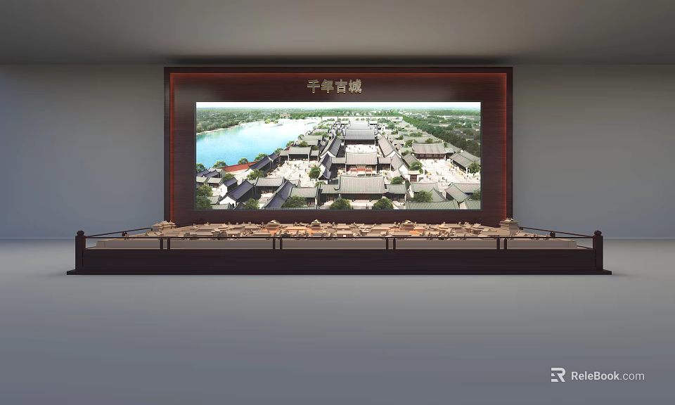 Commercial Display Equipment Showcasing Ning Shou Palace Garden Model With Wooden Structure 3d model 