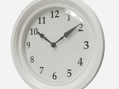 Stylish Round Wall Clock With White Dial Black Numbers And Decorative White Frame 3d model