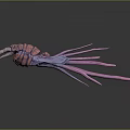 Colorful Biomorphic Creature With Pink Purple Tentacles And Segmented Red Body