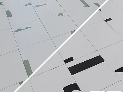 White Square Construction Components With Colorful Geometric Accents And Patterned Design 3d model