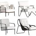 Various Stylish Leisure Chairs With Metal Frames And Comfortable Cushioned Seats