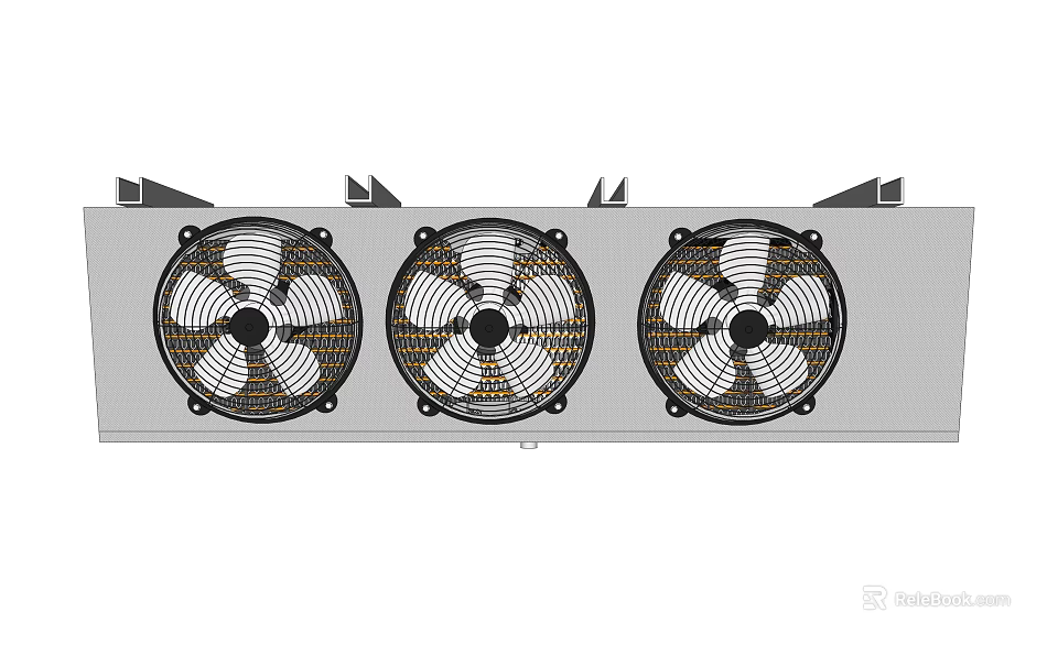 Industrial Air Conditioner Fan With Three Blades And Protective Grille 3d model 