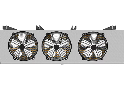 Industrial Air Conditioner Fan With Three Blades And Protective Grille 3d model