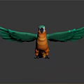 Colorful Parrot With Green Body Orange Belly Blue Tail And Spread Wings