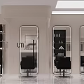 UMSalon Modern Interior Design With Mirrors Black Chairs And Shelves Bottles And Towels
