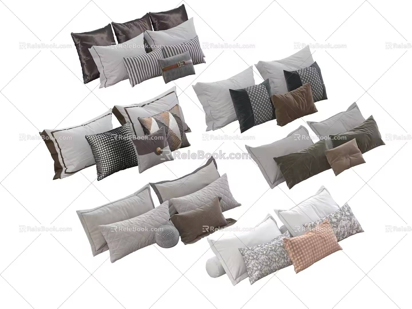Modern pillow combination 3d model