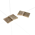 Two Open Ancient Books Displaying Text On Yellowed Pages Against White Background 3d model