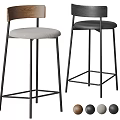 Modern Bar Stools With Fabric Seat Wooden Back And Metal Frame Color Options