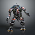 Advanced Heavy Armored Mech Robot With Mechanical Limbs And Red Accents