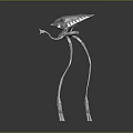 Mechanical Game Movie Character With Slender Metallic Legs And Blue Crystalline Head Design