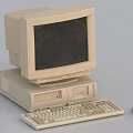 Vintage Beige Desktop Computer System With Monitor Tower Keyboard And Mouse
