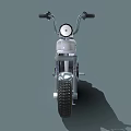 Classic Silver Motorcycle With Black Seat Round Headlight And Thick Tires
