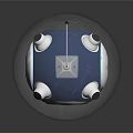 Futuristic Tech Sphere With Blue Glowing Center Transparent Shell And Metallic Accents