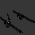 Futuristic Tactical Firearms with Black Finish Red Accents and Gray Stripes Design