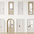 Various Design Hinged Doors In White Beige Arched Rectangular With Glass Panels For Interior 3d model