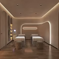 Modern SPA Sauna Interior Design With White Bathtub Massage Beds Arched Doorways And Recessed Lighting