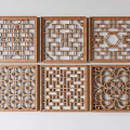 Middle-ancient style carved hollow window solid wood window lattice window landscape wall lattice window openwork window 3d model